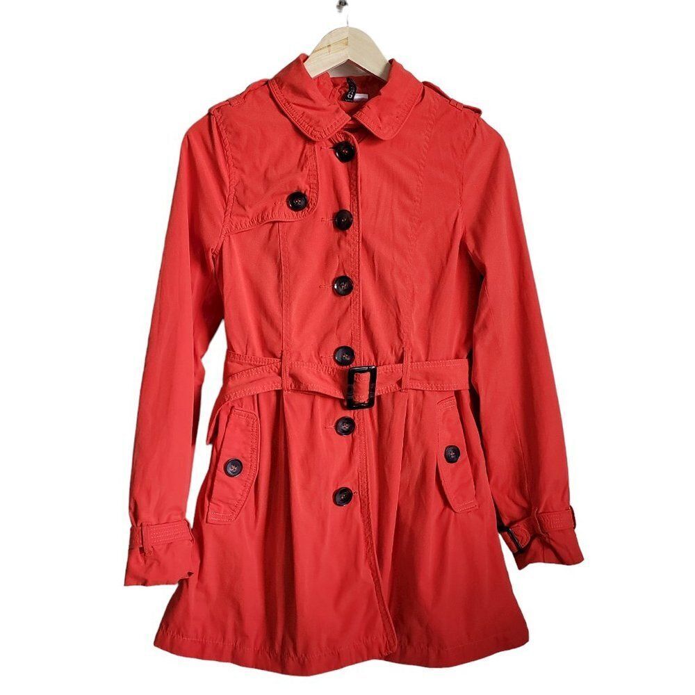 Trench coat orange double breasted size 6